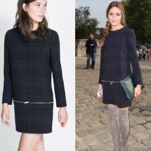 Zara sz SM plaid zip dress seen on Olivia Palermo